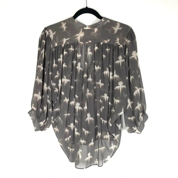 Rebecca Taylor Free Bird Sheer Taupe 3/4 Sleeve Blouse Size 0 - Picture 11 of 11